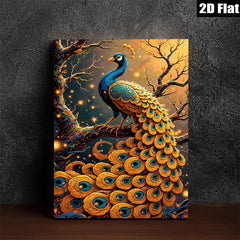 2D flat 1pc Majestic Peacock Vivid Forest Wall Art Decor Living Room Bedroom Gallery Wrapped Canvas Print Modern Farmhouse Style Home Décor Gift Ideas