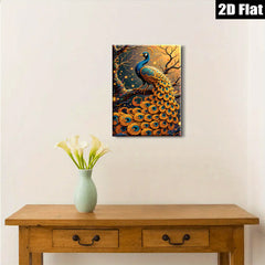 2D flat 1pc Majestic Peacock Vivid Forest Wall Art Decor Living Room Bedroom Gallery Wrapped Canvas Print Modern Farmhouse Style Home Décor Gift Ideas