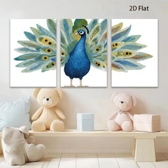 2D flat 1pc Majestic Peacock Wall Art Botanical Feather Decor Living Room Bedroom Gallery Wrapped Canvas Print Modern Farmhouse Style Home D��cor