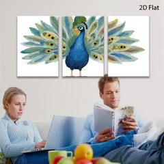 2D flat 1pc Majestic Peacock Wall Art Botanical Feather Decor Living Room Bedroom Gallery Wrapped Canvas Print Modern Farmhouse Style Home D��cor