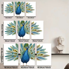 2D flat 1pc Majestic Peacock Wall Art Botanical Feather Decor Living Room Bedroom Gallery Wrapped Canvas Print Modern Farmhouse Style Home D��cor