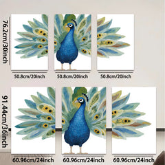 2D flat 1pc Majestic Peacock Wall Art Botanical Feather Decor Living Room Bedroom Gallery Wrapped Canvas Print Modern Farmhouse Style Home D��cor