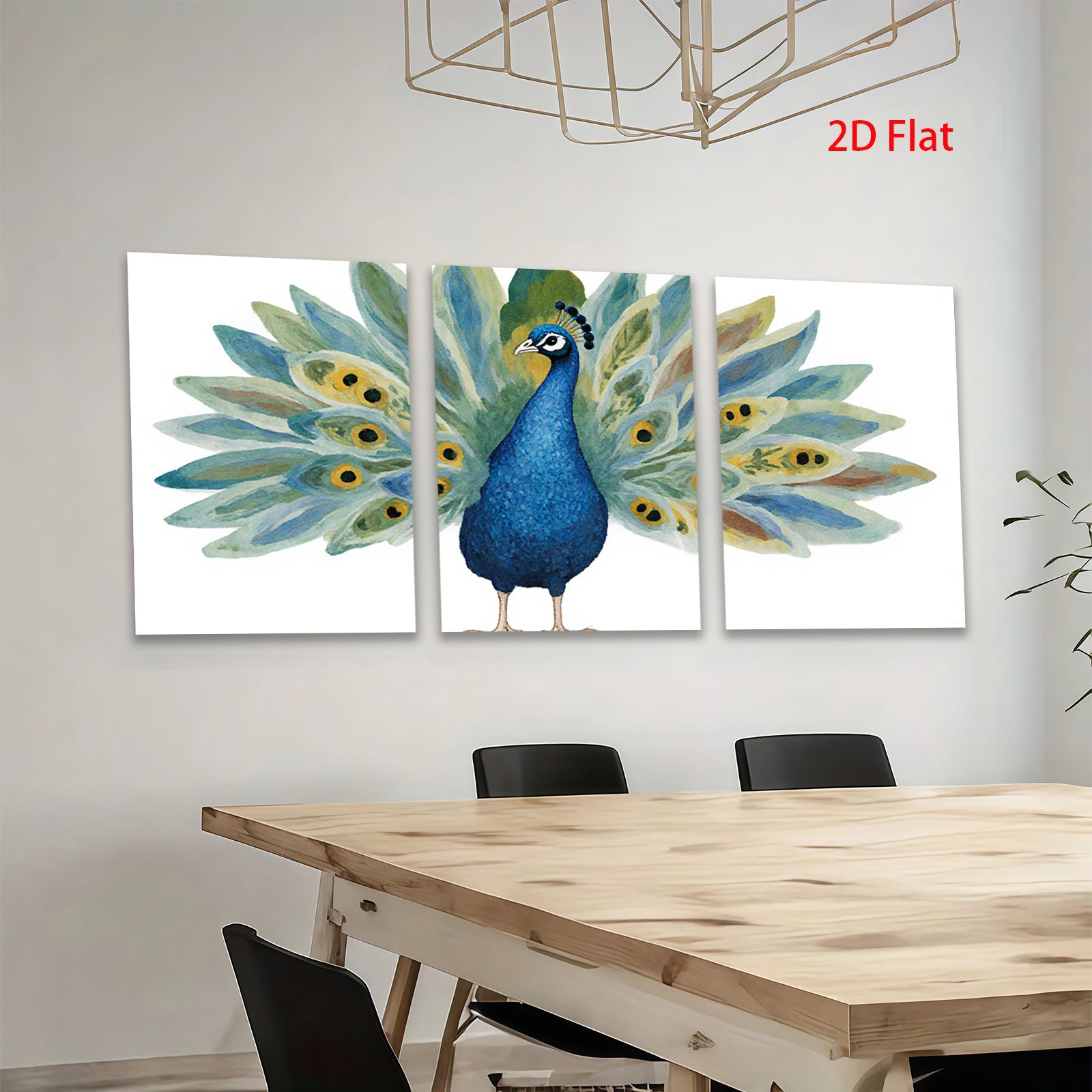 2D flat 1pc Majestic Peacock Wall Art Botanical Feather Decor Living Room Bedroom Gallery Wrapped Canvas Print Modern Farmhouse Style Home D��cor