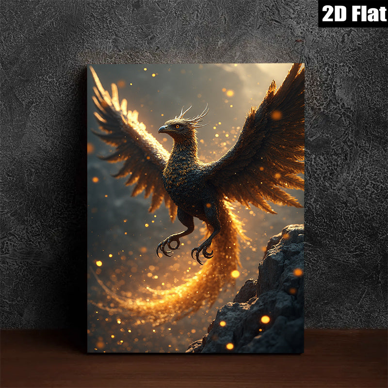 2D flat 1pc Majestic Phoenix Rising Firebird Wall Art Canvas Prints for Living Room Bedroom Home Decor Modern Farmhouse Gallery Wrapped Tealightful Statement Piece