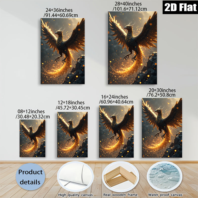 2D flat 1pc Majestic Phoenix Rising Firebird Wall Art Canvas Prints for Living Room Bedroom Home Decor Modern Farmhouse Gallery Wrapped Tealightful Statement Piece