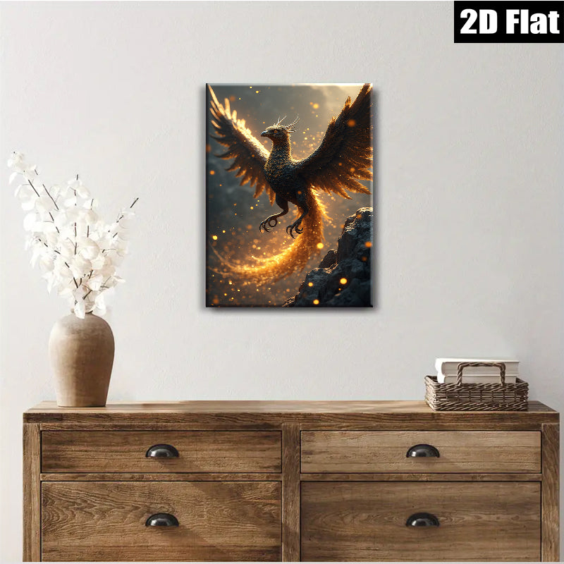 2D flat 1pc Majestic Phoenix Rising Firebird Wall Art Canvas Prints for Living Room Bedroom Home Decor Modern Farmhouse Gallery Wrapped Tealightful Statement Piece