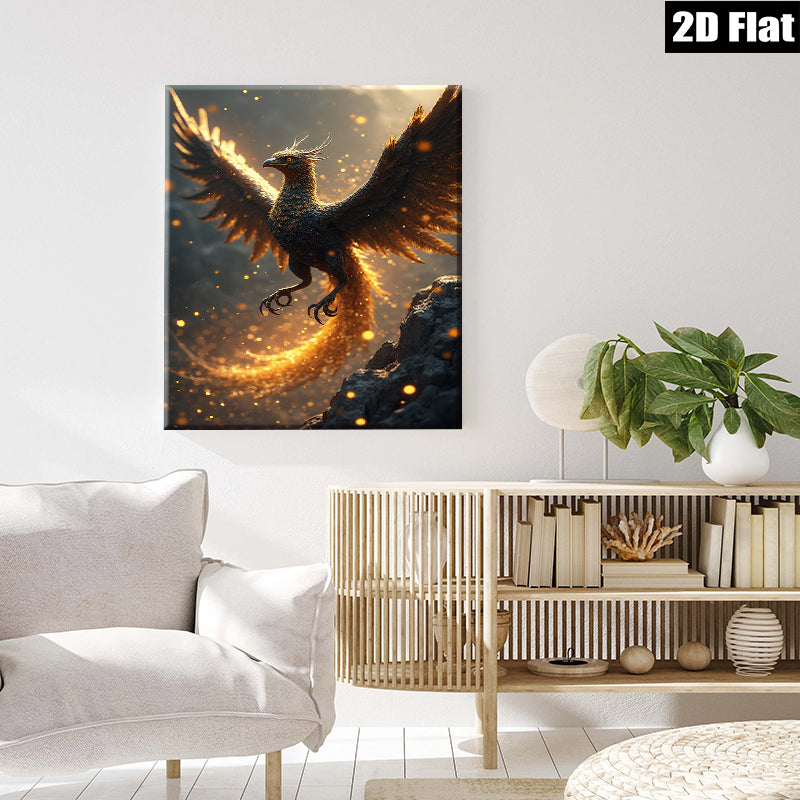 2D flat 1pc Majestic Phoenix Rising Firebird Wall Art Canvas Prints for Living Room Bedroom Home Decor Modern Farmhouse Gallery Wrapped Tealightful Statement Piece