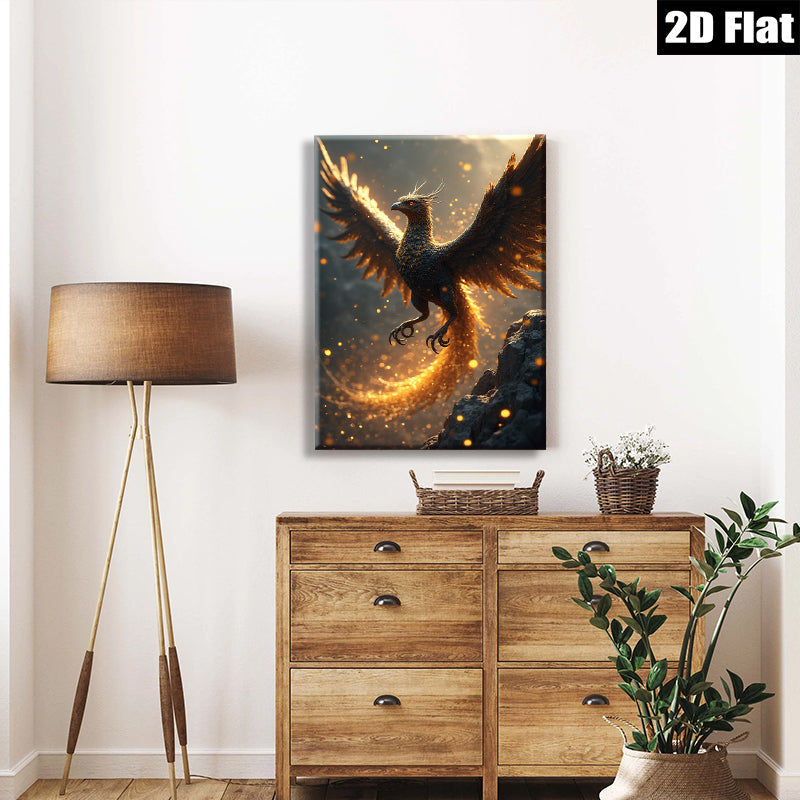 2D flat 1pc Majestic Phoenix Rising Firebird Wall Art Canvas Prints for Living Room Bedroom Home Decor Modern Farmhouse Gallery Wrapped Tealightful Statement Piece