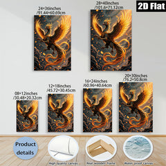 2D flat 1pc Majestic Phoenix Rising Firebird Wall Art Decor Living Room Bedroom Modern Canvas Prints Gallery Wrapped Teal Gold Accents