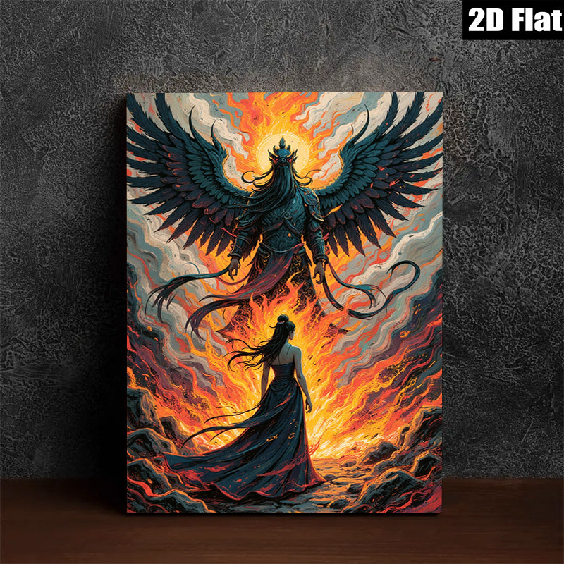 2D flat 1pc Majestic Phoenix Rising Woman Silhouette Wall Art Canvas Prints for Living Room Bedroom Home Decor Modern Farmhouse Aesthetic Gallery Wrapped Timeless