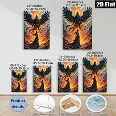 2D flat 1pc Majestic Phoenix Rising Woman Silhouette Wall Art Canvas Prints for Living Room Bedroom Home Decor Modern Farmhouse Aesthetic Gallery Wrapped Timeless
