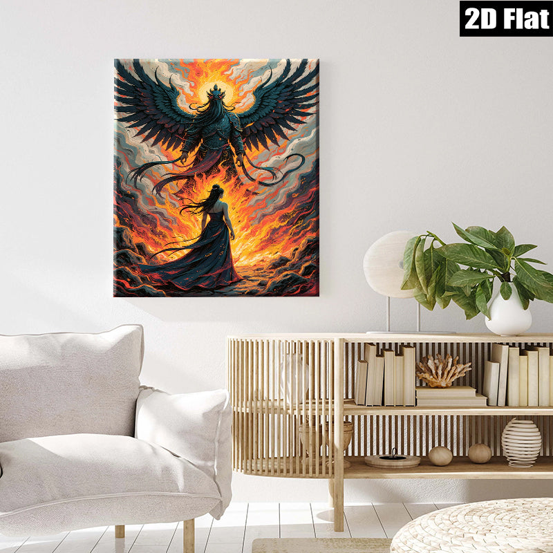 2D flat 1pc Majestic Phoenix Rising Woman Silhouette Wall Art Canvas Prints for Living Room Bedroom Home Decor Modern Farmhouse Aesthetic Gallery Wrapped Timeless