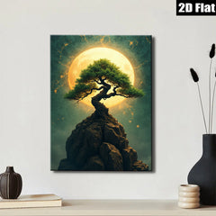 2D flat 1pc Majestic Pine Upon Rocky Peak Wall Art Canvas Prints Living Room Bedroom Home Decor Modern Farmhouse Rustic Gallery Wrapped Artwork