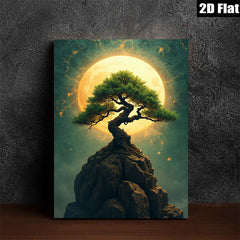 2D flat 1pc Majestic Pine Upon Rocky Peak Wall Art Canvas Prints Living Room Bedroom Home Decor Modern Farmhouse Rustic Gallery Wrapped Artwork
