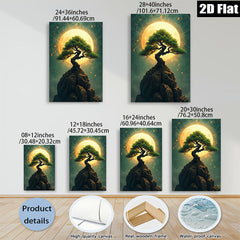 2D flat 1pc Majestic Pine Upon Rocky Peak Wall Art Canvas Prints Living Room Bedroom Home Decor Modern Farmhouse Rustic Gallery Wrapped Artwork