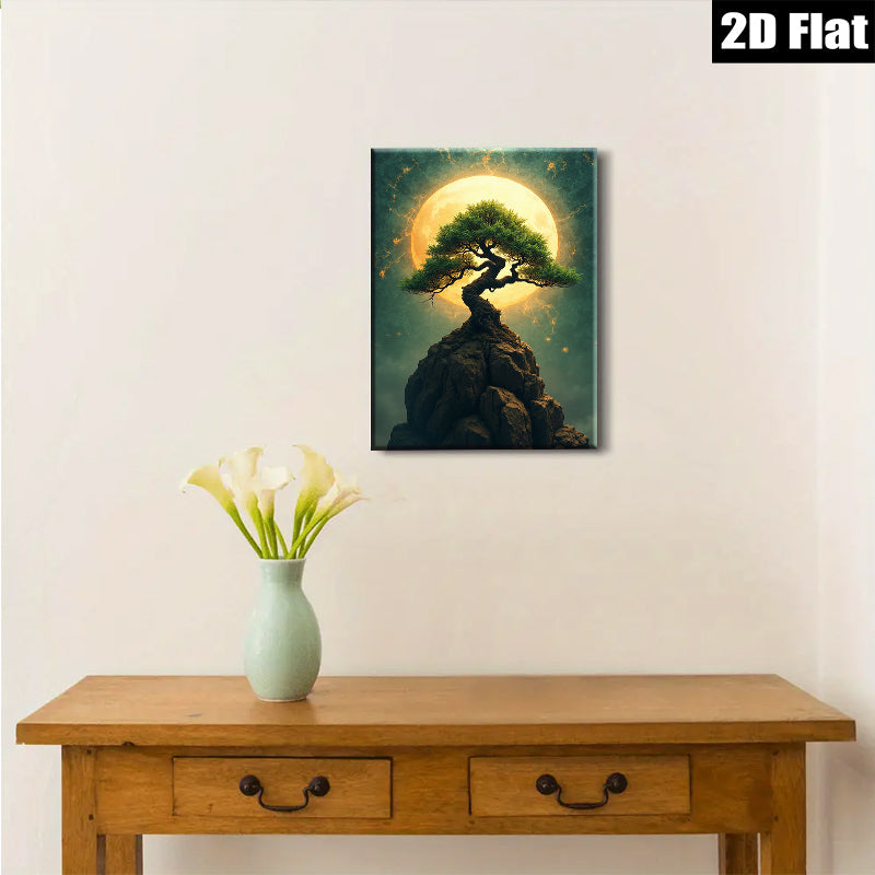 2D flat 1pc Majestic Pine Upon Rocky Peak Wall Art Canvas Prints Living Room Bedroom Home Decor Modern Farmhouse Rustic Gallery Wrapped Artwork