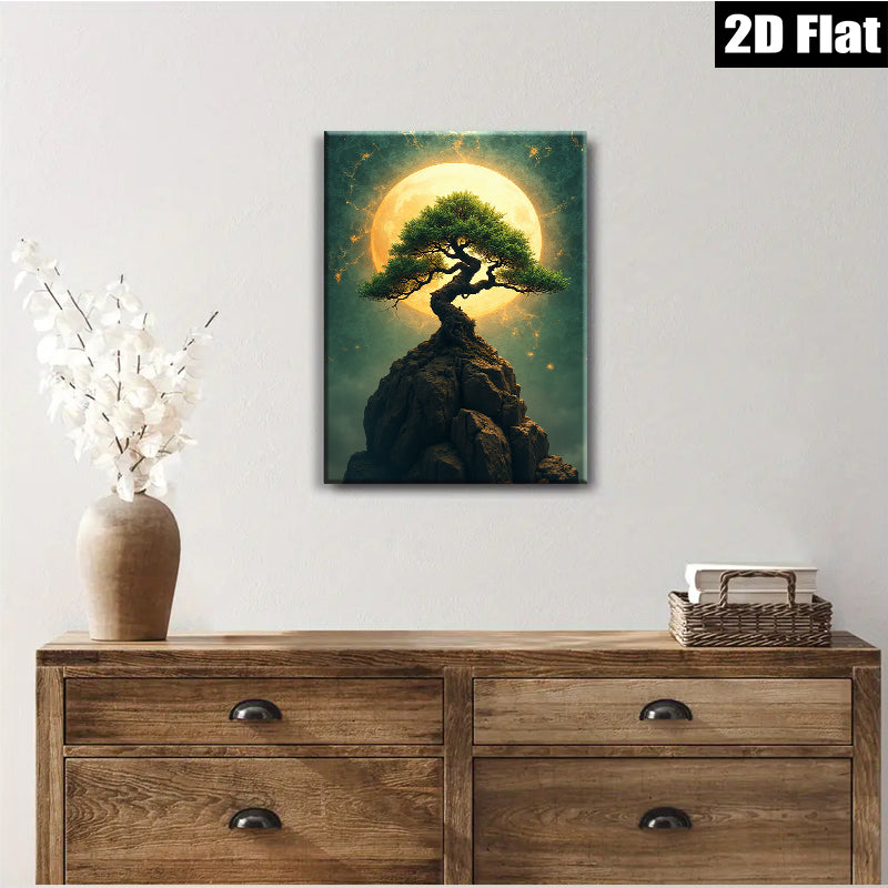 2D flat 1pc Majestic Pine Upon Rocky Peak Wall Art Canvas Prints Living Room Bedroom Home Decor Modern Farmhouse Rustic Gallery Wrapped Artwork