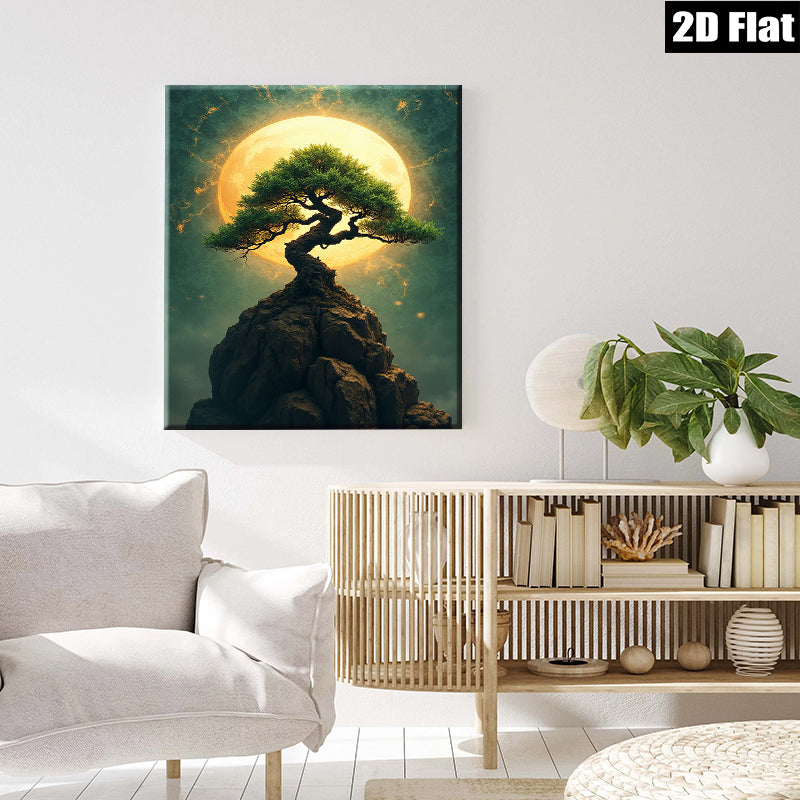 2D flat 1pc Majestic Pine Upon Rocky Peak Wall Art Canvas Prints Living Room Bedroom Home Decor Modern Farmhouse Rustic Gallery Wrapped Artwork