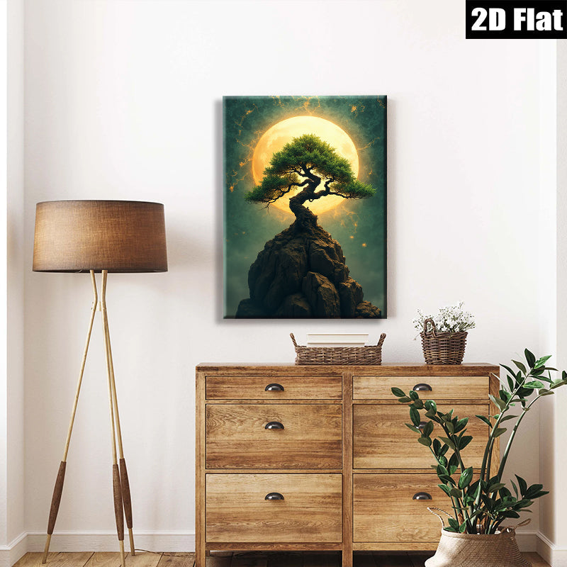 2D flat 1pc Majestic Pine Upon Rocky Peak Wall Art Canvas Prints Living Room Bedroom Home Decor Modern Farmhouse Rustic Gallery Wrapped Artwork