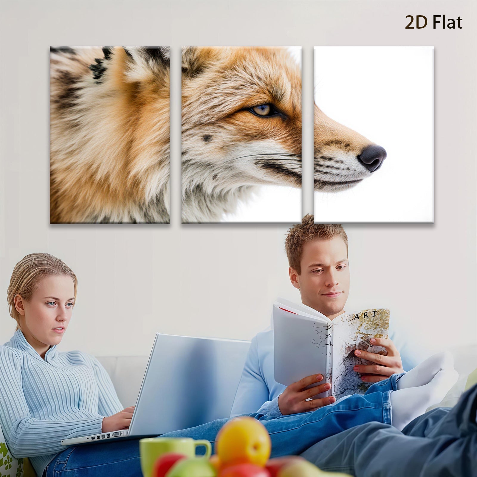 2D flat 1pc Majestic Red Fox Portrait Wildlife Animal Art Canvas Print for Living Room Bedroom Home Wall Decor Modern Farmhouse Rustic Style