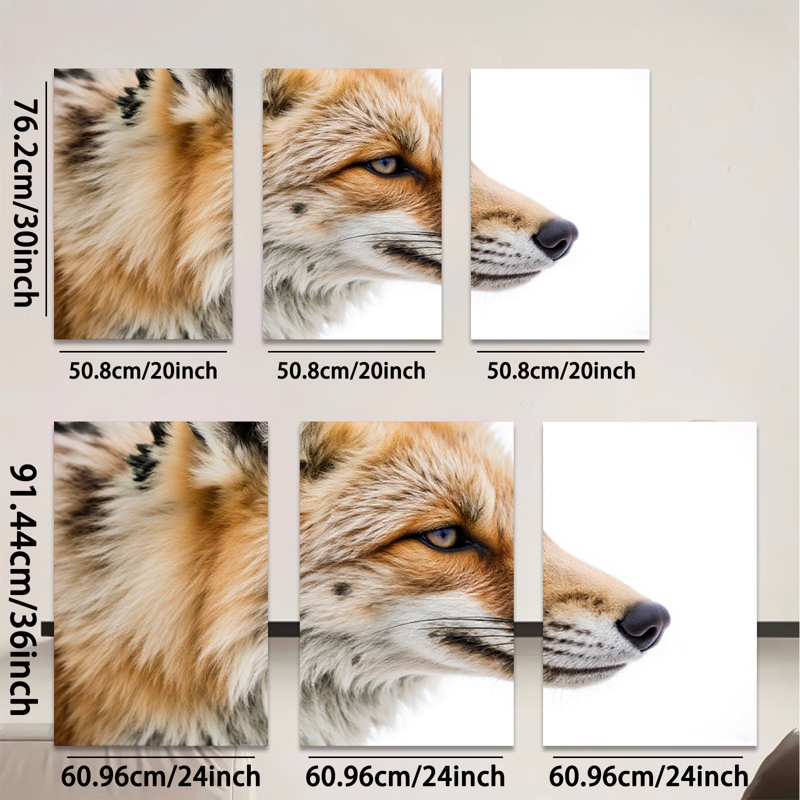 2D flat 1pc Majestic Red Fox Portrait Wildlife Animal Art Canvas Print for Living Room Bedroom Home Wall Decor Modern Farmhouse Rustic Style