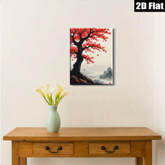 2D flat 1pc Majestic Red Maple Autumn Landscape Wall Art Canvas Prints for Living Room Bedroom Home Decor Farmhouse Style Gallery Wrapped Ready to Hang