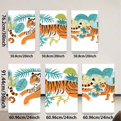 2D flat 1pc Majestic Tiger Family Portrait Wall Art Canvas Prints Living Room Bedroom Decor Modern Farmhouse Style Gallery Wrapped Timeless Coastal Botanical