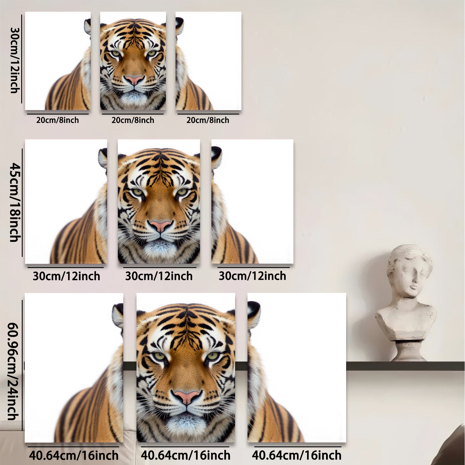 2D flat 1pc Majestic Tiger Portrait Wildlife Animal Art Canvas Wall Decor Living Room Bedroom Modern Farmhouse Gallery Wrapped Ready to Hang