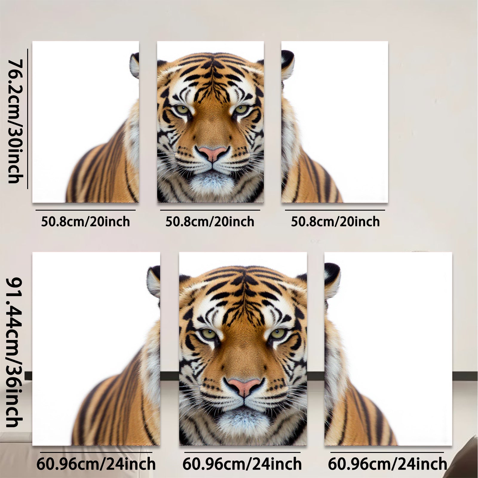 2D flat 1pc Majestic Tiger Portrait Wildlife Animal Art Canvas Wall Decor Living Room Bedroom Modern Farmhouse Gallery Wrapped Ready to Hang