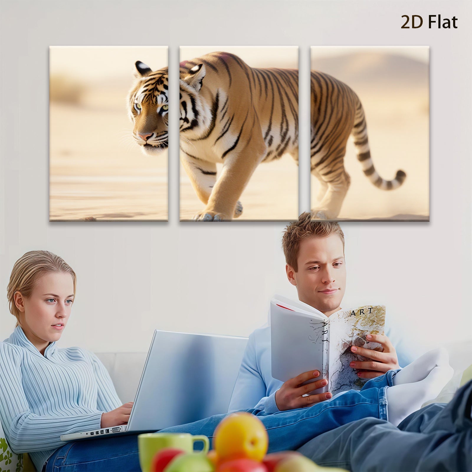 2D flat 1pc Majestic Tiger Stroll Wildlife Canvas Wall Art Living Room Bedroom Decor Farmhouse Style Modern Artwork Gallery Wrapped Ready To Hang