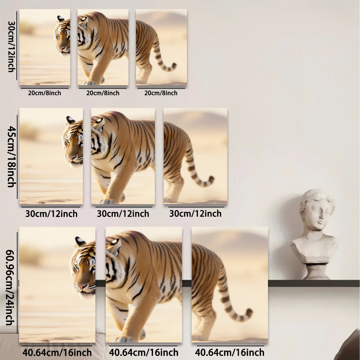 2D flat 1pc Majestic Tiger Stroll Wildlife Canvas Wall Art Living Room Bedroom Decor Farmhouse Style Modern Artwork Gallery Wrapped Ready To Hang