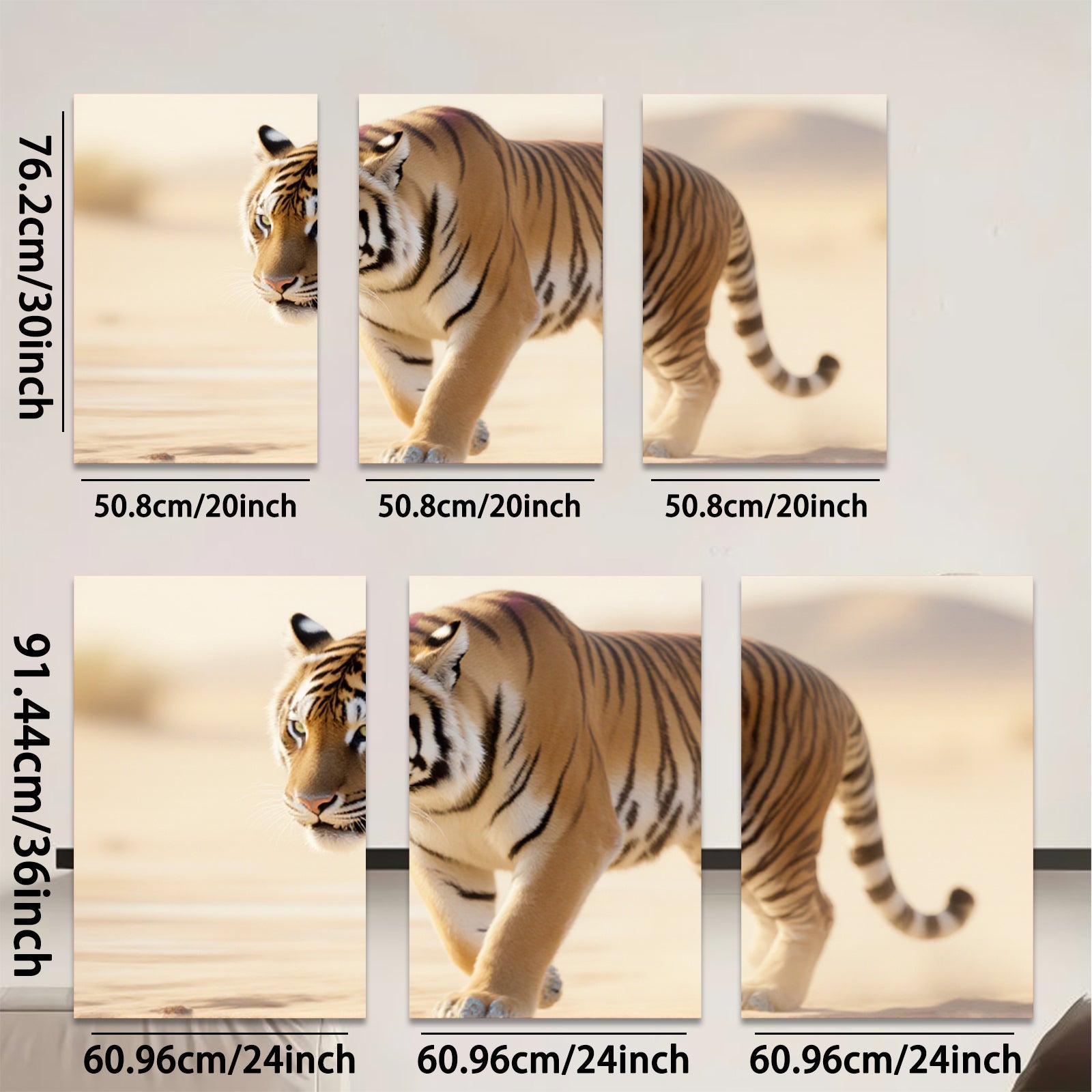 2D flat 1pc Majestic Tiger Stroll Wildlife Canvas Wall Art Living Room Bedroom Decor Farmhouse Style Modern Artwork Gallery Wrapped Ready To Hang