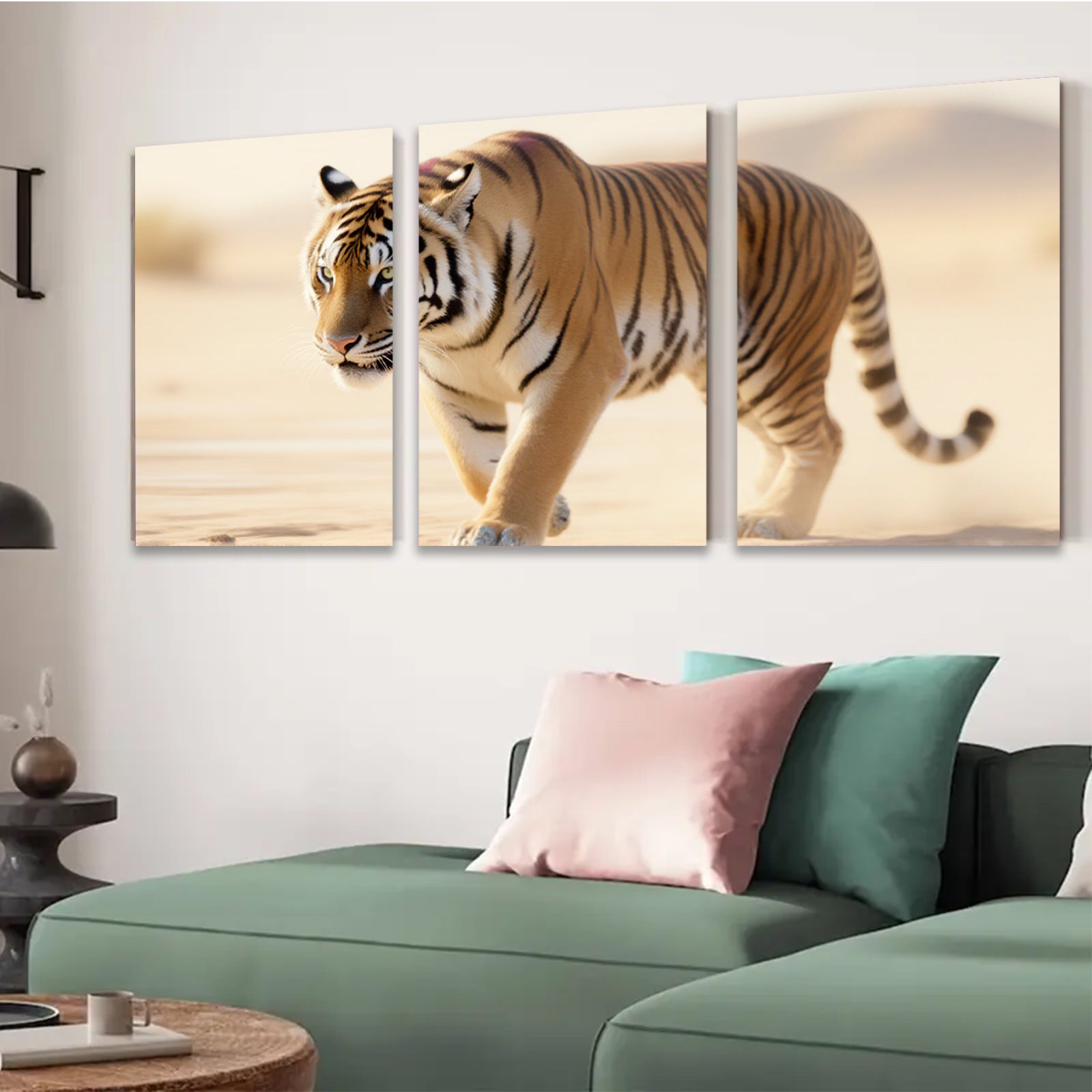 2D flat 1pc Majestic Tiger Stroll Wildlife Canvas Wall Art Living Room Bedroom Decor Farmhouse Style Modern Artwork Gallery Wrapped Ready To Hang