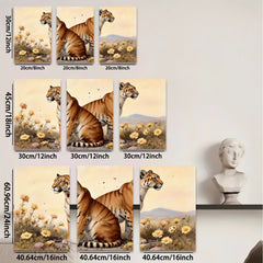 2D flat 1pc Majestic Tigers Amidst Golden Wildflowers Living Room Bedroom Gallery Wall Art Home Decor Canvas Prints Modern Farmhouse Style