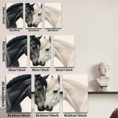 2D flat 1pc Majestic White Black Horses Portrait Farm Animal Wall Art Decor Living Room Bedroom Gallery Wrapped Canvas Prints Modern Farmhouse Style Rustic Home Decor