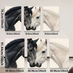 2D flat 1pc Majestic White Black Horses Portrait Farm Animal Wall Art Decor Living Room Bedroom Gallery Wrapped Canvas Prints Modern Farmhouse Style Rustic Home Decor