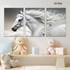 2D flat 1pc Majestic White Horse Running Freedom Wall Art Canvas Prints for Living Room Bedroom Decor Farmhouse Style Rustic Modern Gallery Wrapped Timeless
