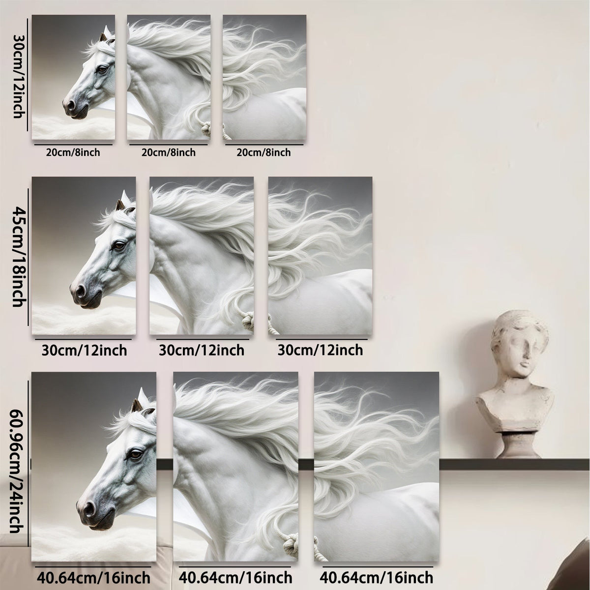 2D flat 1pc Majestic White Horse Running Freedom Wall Art Canvas Prints for Living Room Bedroom Decor Farmhouse Style Rustic Modern Gallery Wrapped Timeless