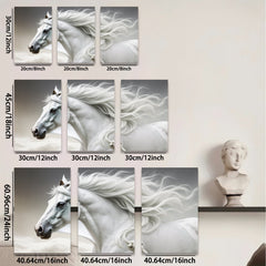 2D flat 1pc Majestic White Horse Running Freedom Wall Art Canvas Prints for Living Room Bedroom Decor Farmhouse Style Rustic Modern Gallery Wrapped Timeless