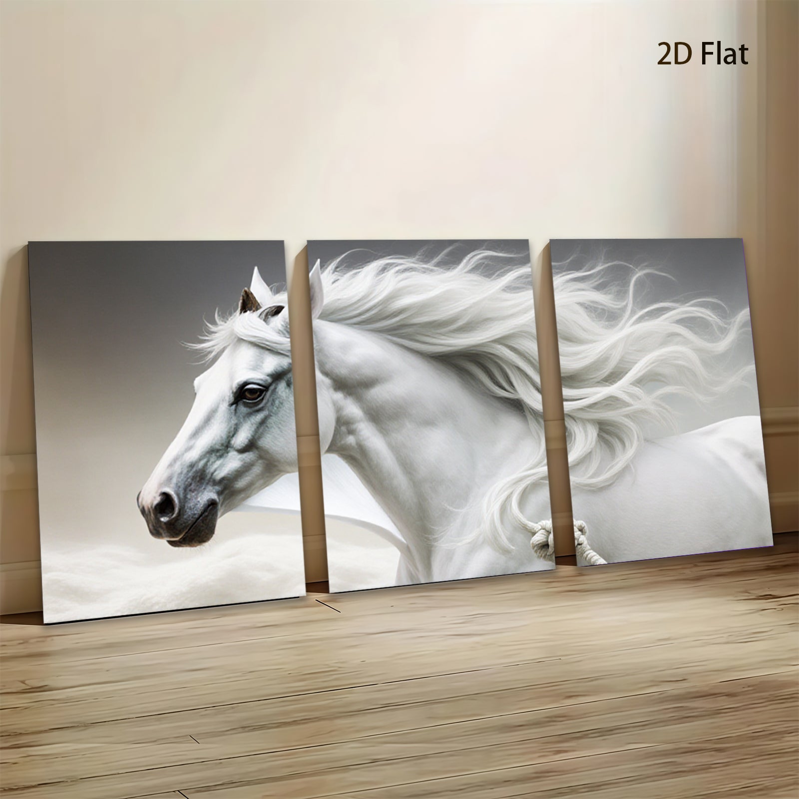 2D flat 1pc Majestic White Horse Running Freedom Wall Art Canvas Prints for Living Room Bedroom Decor Farmhouse Style Rustic Modern Gallery Wrapped Timeless