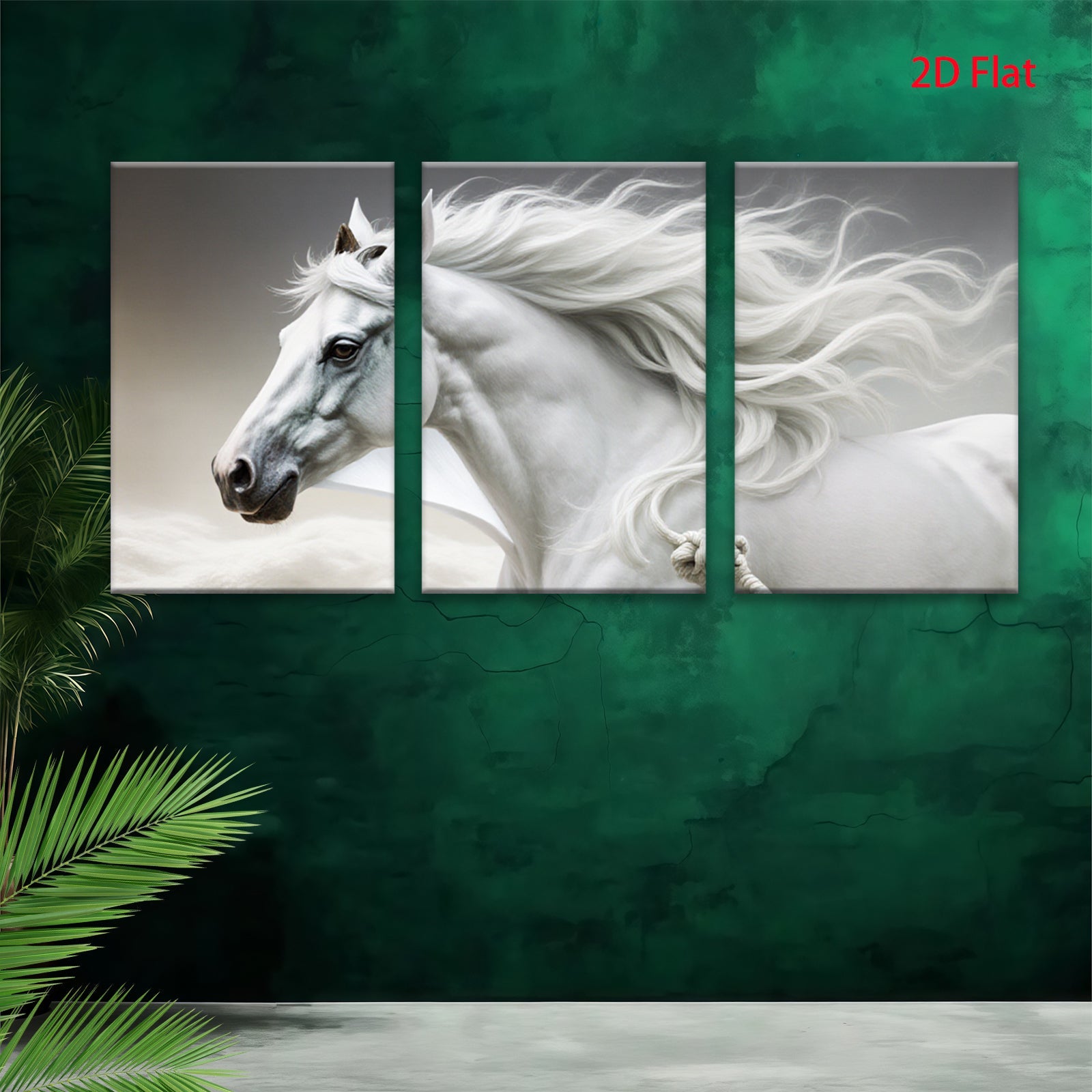 2D flat 1pc Majestic White Horse Running Freedom Wall Art Canvas Prints for Living Room Bedroom Decor Farmhouse Style Rustic Modern Gallery Wrapped Timeless