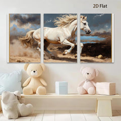 2D flat 1pc Majestic White Horse Running Wild Spirit Farmhouse Wall Art Decor Living Room Bedroom Gallery Wrapped Canvas Prints Modern Rustic Home Decorations