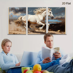 2D flat 1pc Majestic White Horse Running Wild Spirit Farmhouse Wall Art Decor Living Room Bedroom Gallery Wrapped Canvas Prints Modern Rustic Home Decorations