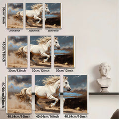 2D flat 1pc Majestic White Horse Running Wild Spirit Farmhouse Wall Art Decor Living Room Bedroom Gallery Wrapped Canvas Prints Modern Rustic Home Decorations