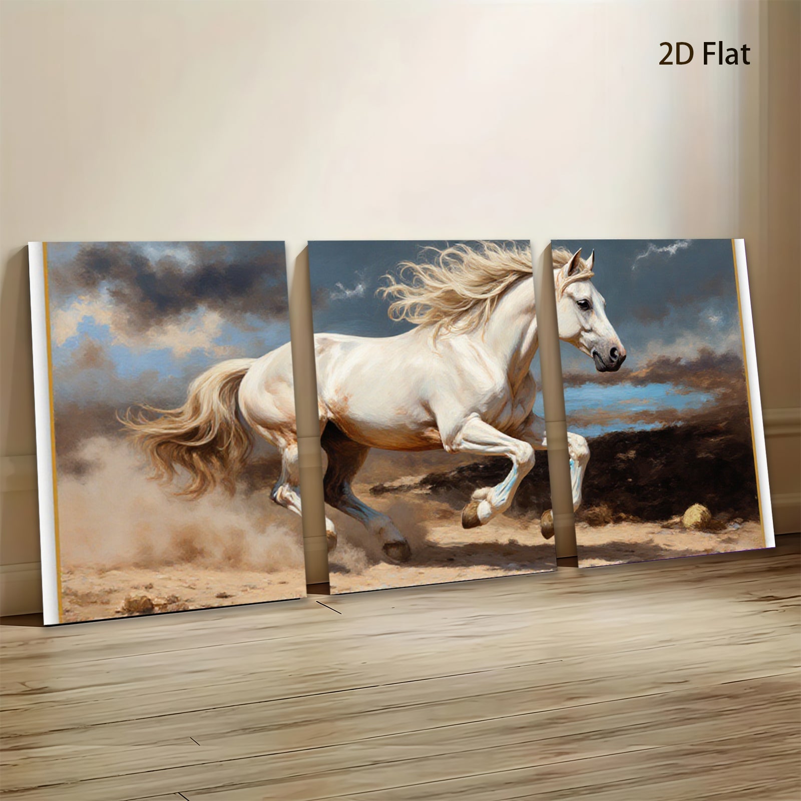 2D flat 1pc Majestic White Horse Running Wild Spirit Farmhouse Wall Art Decor Living Room Bedroom Gallery Wrapped Canvas Prints Modern Rustic Home Decorations