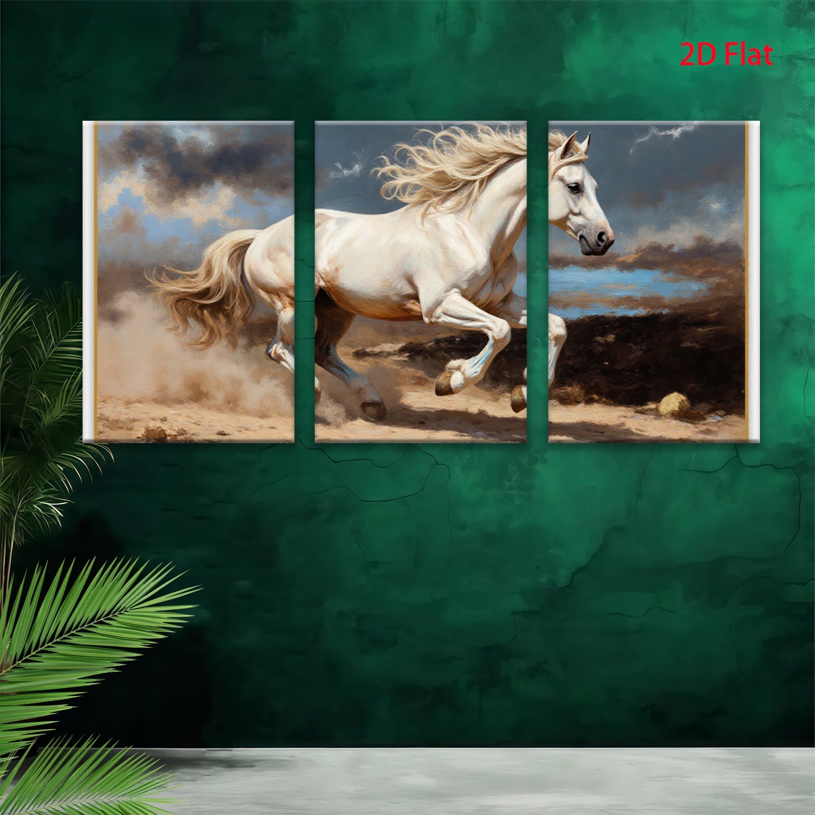 2D flat 1pc Majestic White Horse Running Wild Spirit Farmhouse Wall Art Decor Living Room Bedroom Gallery Wrapped Canvas Prints Modern Rustic Home Decorations