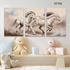 2D flat 1pc Majestic White Horses Galloping Free Farmhouse Wall Art Living Room Decor Gallery Wrapped Canvas Prints for Bedroom Modern Coastal Style