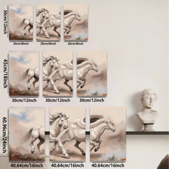 2D flat 1pc Majestic White Horses Galloping Free Farmhouse Wall Art Living Room Decor Gallery Wrapped Canvas Prints for Bedroom Modern Coastal Style