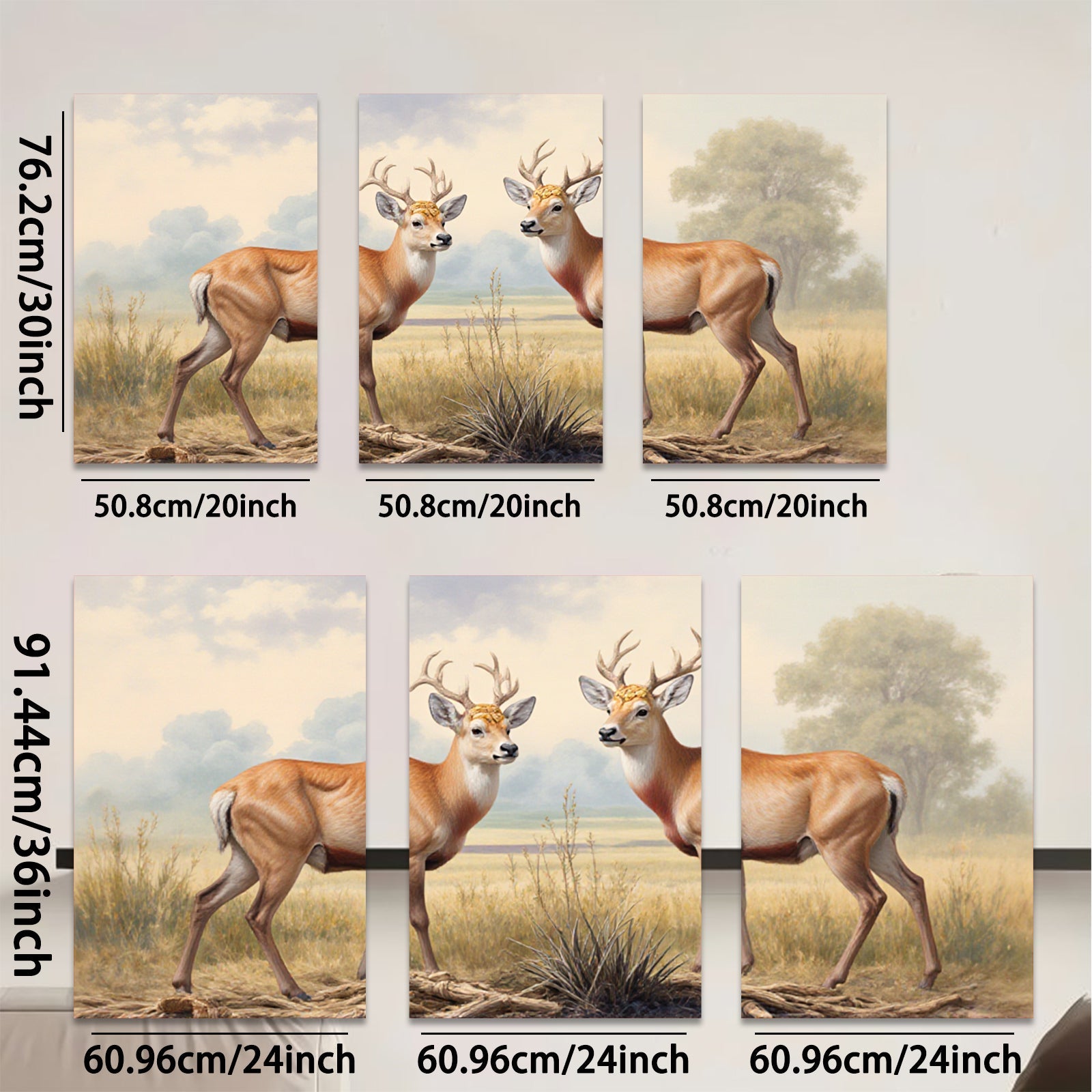 2D flat 1pc Majestic White Tail Deer Grazing Peaceful Countryside Wall Art Canvas Prints for Living Room Bedroom Home Decor Farmhouse Style