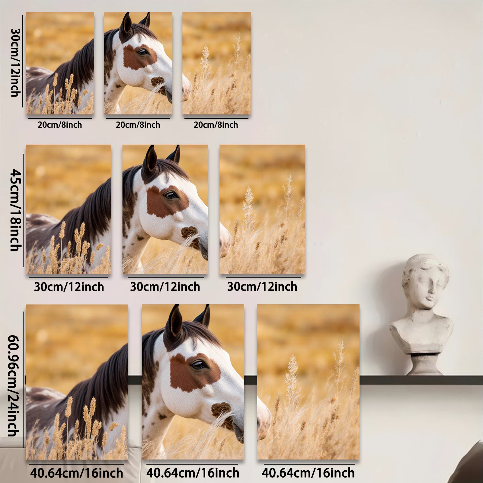 2D flat 1pc Majestic Wild Horse Portrait Farmhouse Wall Decor Rustic Living Room Canvas Print Home Office Art Gallery Wrapped Ready to Hang Modern Farmhouse Aesthetic